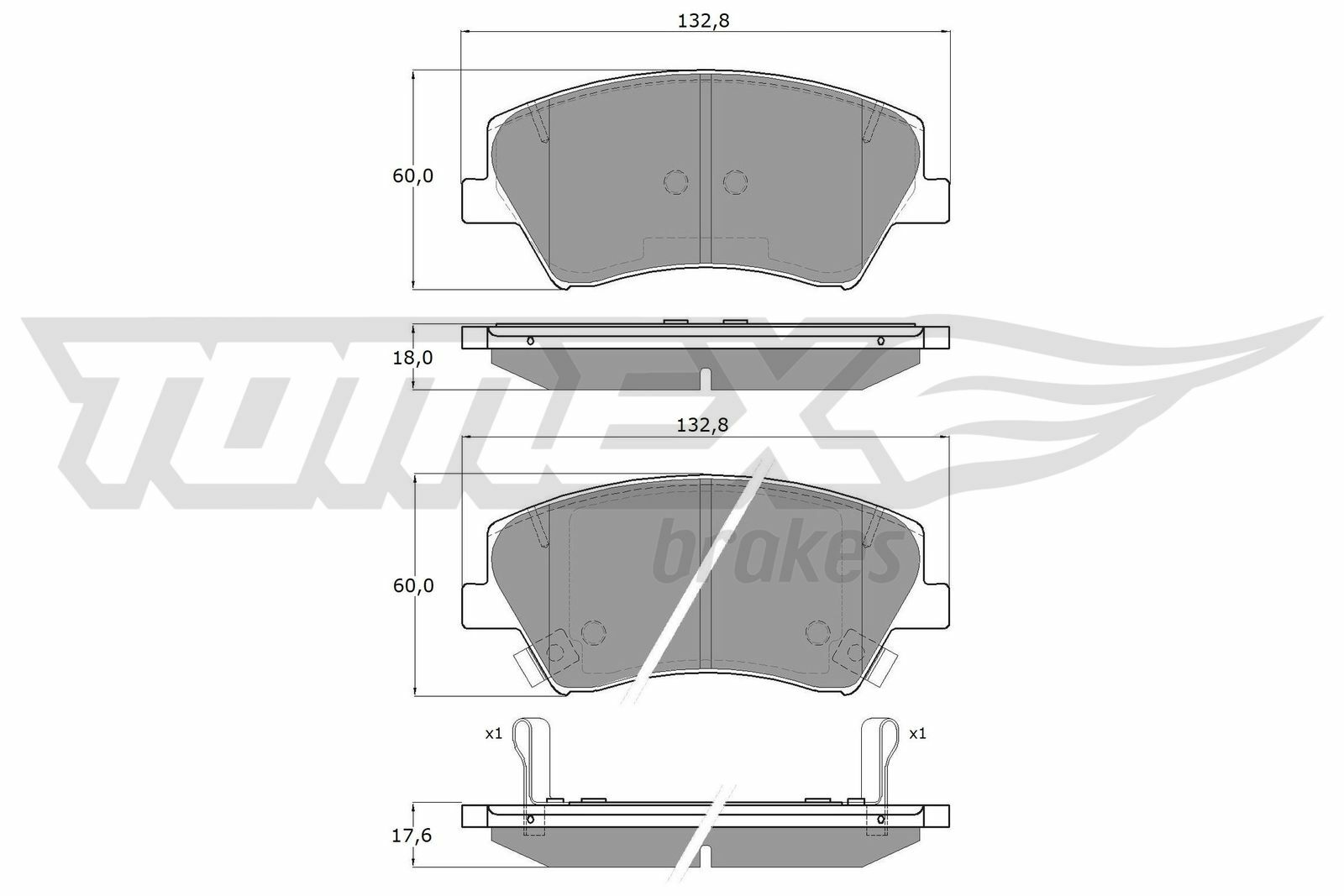 Sada brzdových destiček, kotoučová brzda TOMEX Brakes